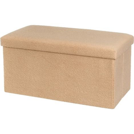 Pouf Baule Contenitore Cassapanca Pieghevole Beige Poggiapiedi 76x38x38 cm (1/4)