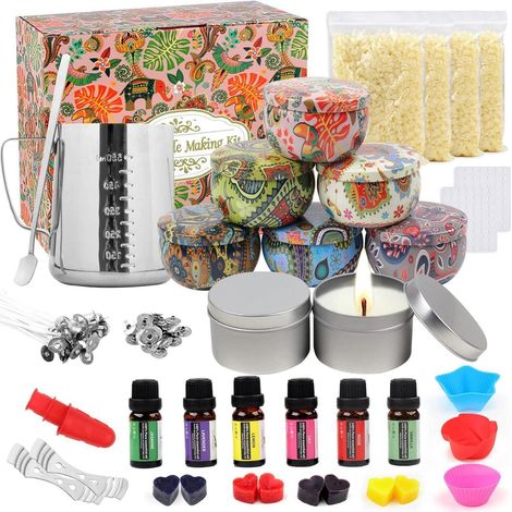 Kit de fabrication de bougies DIY avec cire d'abeille, parfums et colorants (1/5)