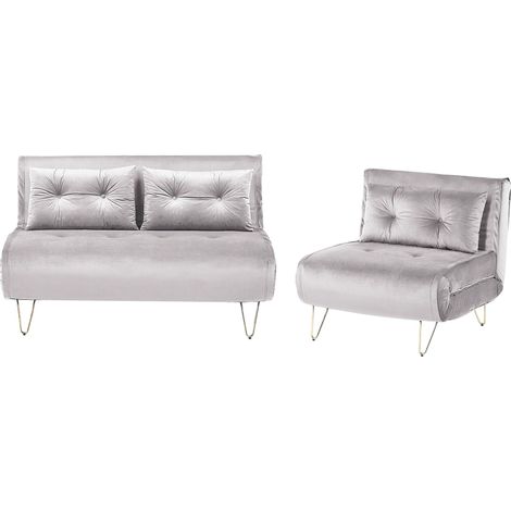 Sofa Set 3-Sitzer VESTFOLD Samtstoff Grau
