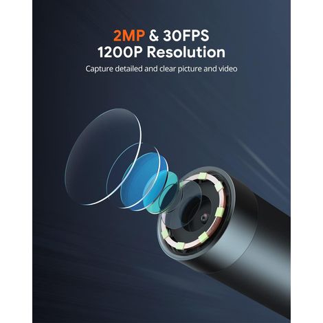 Caméra d'inspection HD endoscope WiFi monobloc caméra endoscope étanche IP67 serpent avec 6 LED compatibles avec les téléphones Android, iOS - noir (1/4)