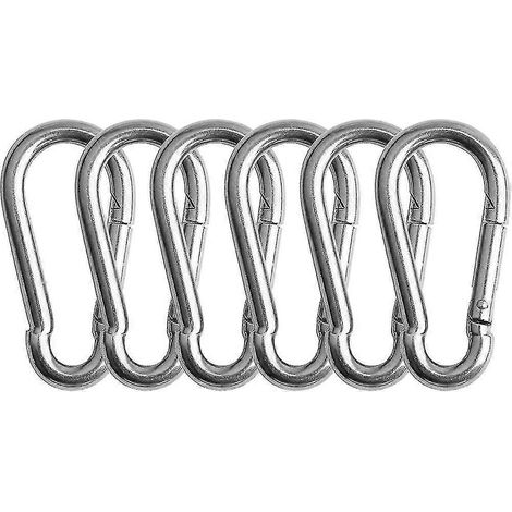 Lot de 6 mousquetons M6 robustes de 6 mm, en acier inoxydable 304, 6 x 60 mm, pour ombrage. (1/5)