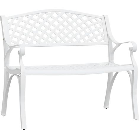 Maison Exclusive - Gartenbank 102 cm Aluminiumguss Weiß (1/5)