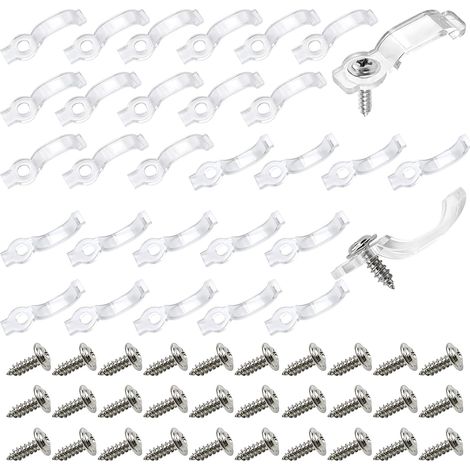 200 Pièces Clip de Fixation pour Bande LED Clip de Montage pour Bande LED Transparent Clips de Fixation Ruban avec 200 Vis pour 10mm/12mm Large Ruban Lumières (1/5)