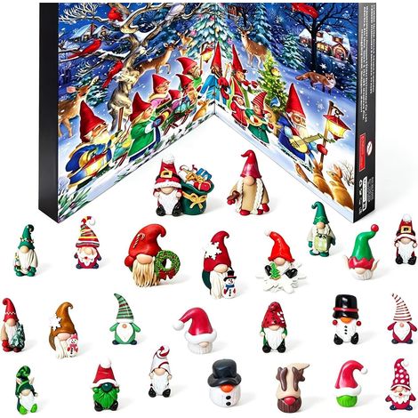 Calendrier de l'Avent avec des gnomes de Noël - 24 figurines de gnomes à collectionner - Coffret cadeau de Noël pour enfants (1/5)