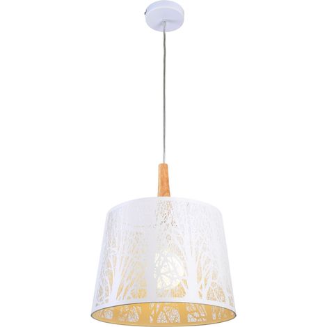 Lampada pendente Modern in Metallo e Legno Lantern Bianco (1/5)