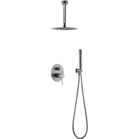 Colonna Doccia Incassata con Monocomando  Modello TOP  Getto di Dimensioni Standard  Colore Argento Finitura in Nichel [ IMEX® ]