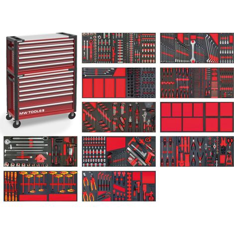 Mw Tools – Servante d'atelier roulante avec 782 outils – Dimensions 1150x465x965mm – Charge max 40kg par tiroir – MWE999G36A (1/5)