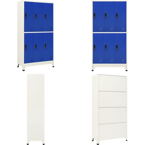 Schließfachschrank Grau und Blau 90x45x180 cm Stahl - Schliessfachschrank - Metallschrank - Garderobe - Bürobedarf - Abstellraumorganisation - Home & Living