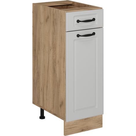Mobiletto base per cucina R-Line, Bianco casa di campagna, 30 cm senza piano di lavoro, Vicco
