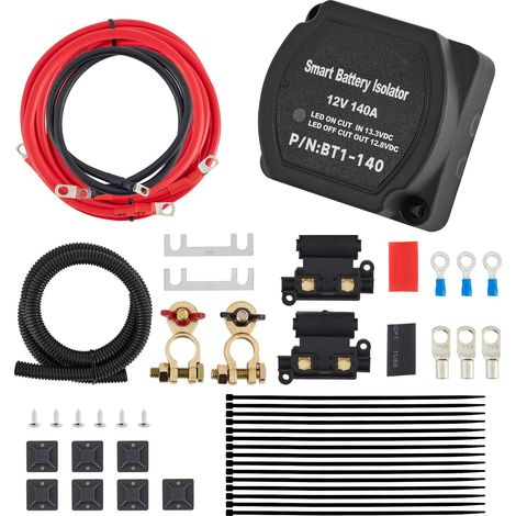 Mophorn 6 m 12 V Split Charge Relay Kit, automatischer Doppelbatterie-Isolator mit 140 A VSR, ideal für Wohnmobil, Marine, Auto, LKW, Caravan, Camper, Yacht, ATV, UTV, Boote, Werkstatt