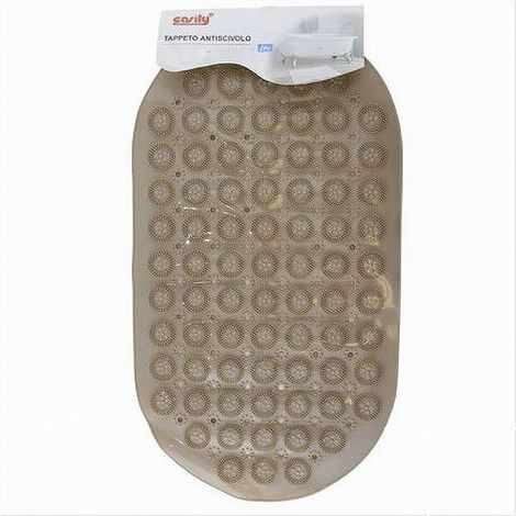 Cleafe - Tappeto Tappetino Pvc Antiscivolo Ovale Vasca Bagno Doccia Beige 68 X 37cm 87229 - (1/2)