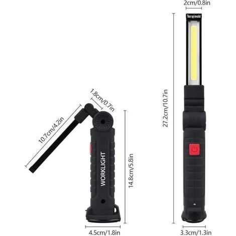 Lampe torche LED lot de 2 rechargeable magnétique 5 modes USB (1/4)
