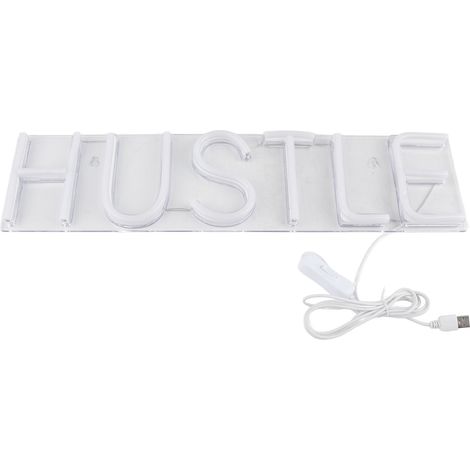 Panneau LED Néon "Hustle Words" pour Chambre, Salon, Décoration Fête Mariage, Alimentation USB (1/5)