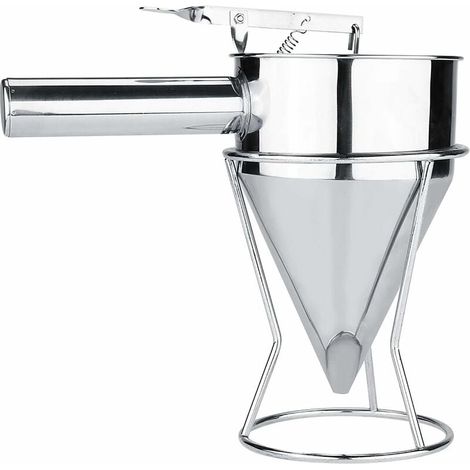 Embudo de émbolo - Embudo dispensador de acero inoxidable para hornear con soporte para postres y pasteles para uso en panadería Embudo de émbolo Embudo para gofres (1/5)