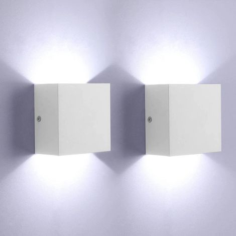 Applique murale carrée d'intérieur moderne luminaire LED à intensité variable lumière blanche coque 1010 interrupteur non inclus 2pc 5CM