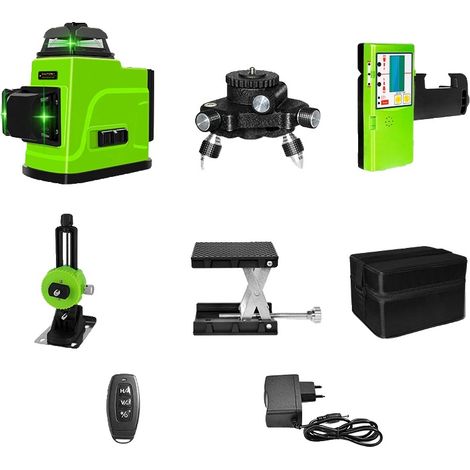 Niveau Laser, 12 Lignes, Faisceau Vert, Auto-Nivelant (1/2)