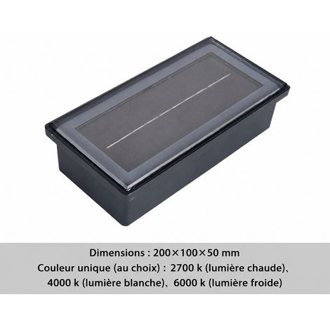 Pavé lumineux solaire LED encastrable rectangulaire étanche IP68 pour extérieur réf 9161 21,5 × 11,5 × 6,5 cm 1,5 kg – Livraison gratuite