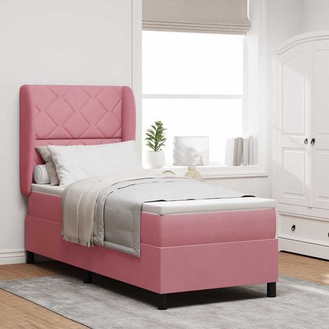 Cama tipo Box Spring con cabecera Rosa 200 x 80 cm Terciopelo (1/5)
