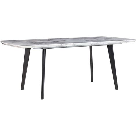 Extending Dining Table MOSBY Grey Marble 160/200 cm 90 cm (1/5)