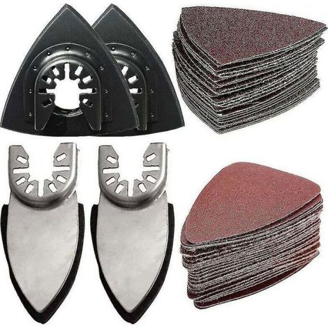 Kit Patins Ponçage Détail - Triangulaire Et Doigts - Pour Bois Plâtre - 54 Pièces - Grains 60 À 240 (1/5)