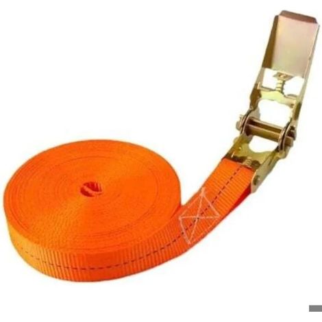 Sangles d'arrimage à cliquet 800 kg, 6 m x 25 mm, pour moto, voiture, remorque, bagages, orange (1/5)