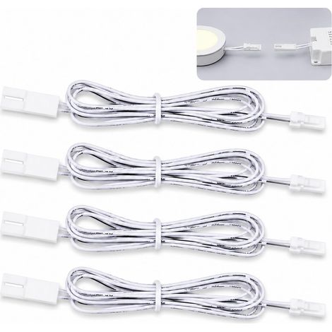 4-Piece 2m LED Extension Cable with Mini Connector, 2-Pin Extension Cable for Kitchen Lamps and Cabinet Lighting, 6V-24V Connection Cable for String Lights and Decorative Installations (1/5)