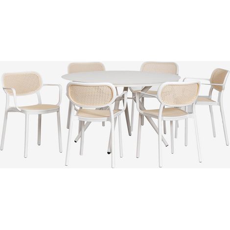 Set tavolo rotondo Ø125 cm Valerie e 6 sedie da giardino con braccioli in alluminio Omara SKLUM (1/5)