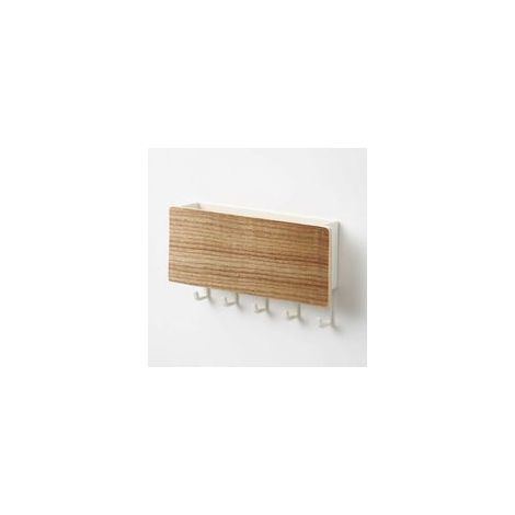 Armoire à clés,Porte-courrier en bois et crochet pour boîte à clés porte-clés porte-courrier mural en bois non poreux 5 crochets en bois avec 5 crochets en plastique combinaison pince à courr