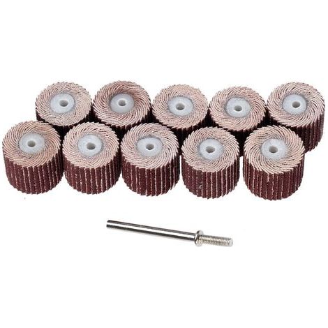 10 dischi lamellari 240, mandrino da 3 mm, diametro 15 mm, per utensili rotanti, lucidatura metalli (1/5)