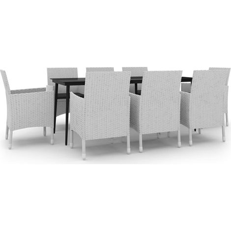 Set comedor de jardín 9 pzas y cojines ratán sintético y vidrio vidaXL (1/5)