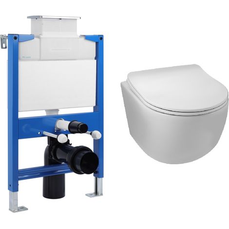 BALNEO - pack bâti-support encastré LOW + cuvette WC LUNA TORNADO - ensemble pour toilette (1/5)