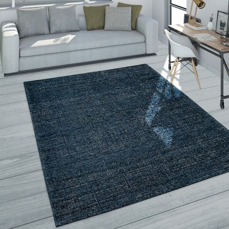 Paco Home Tapis De Salon Poils Ras Design Moucheté Moderne En Anthracite Bleu Gris 200x290 cm