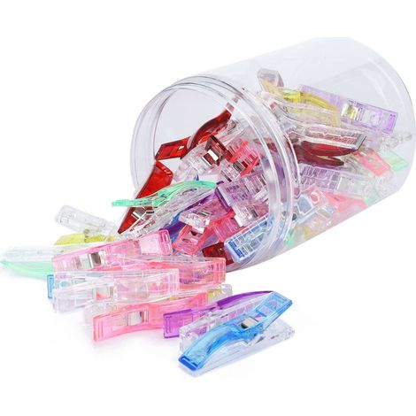 50 verschiedenfarbige Kunststoff-Quiltclips, Nähclips, Aufbewahrung für Büropapier