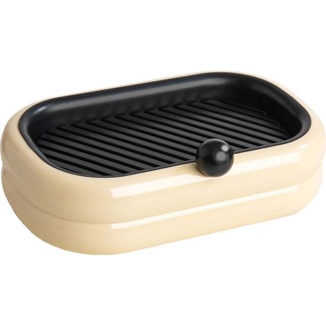 Porte-savon mural mignon et facile à fixer, avec évacuation, pour salle de bain, beige. Sans perçage. (1/5)