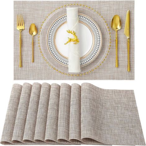 Sets de table, sets de table en PVC, ensembles de 6 sets de table antidérapants et lavables, sets de table de cuisine résistants à la chaleur (1/5)