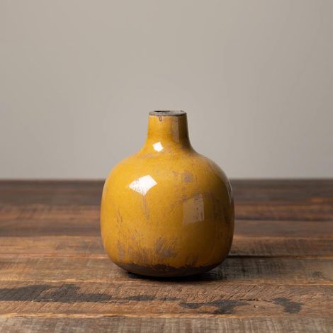 Vase céramique moutarde 13x11cm