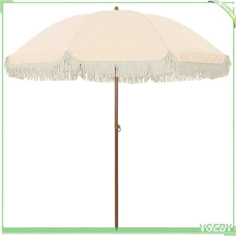 Parasol de plage - FAFEICY - 42006680 - Jaune/blanc - 205x205x210 cm - Inclinable anti-UV (1/5)