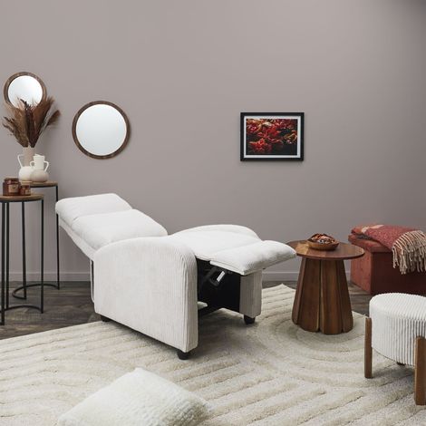Fauteuil - HOME DECO FACTORY - Scott - Côtelé - Ajustable - Beige (1/7)