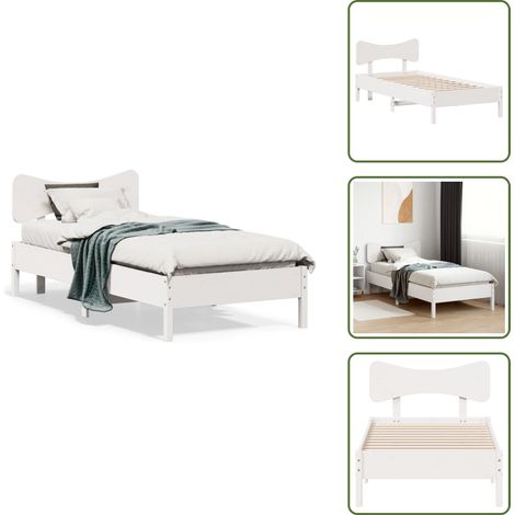 Madera de pino - vidaXL Estructura cama sin colchón madera maciza pino blanca 100x200cm - Cama con cabecero