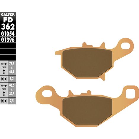 Pastillas de freno Galfer KH401 de metal sinterizado (doradas) para Suzuki RM 85 todoterreno '05-'23