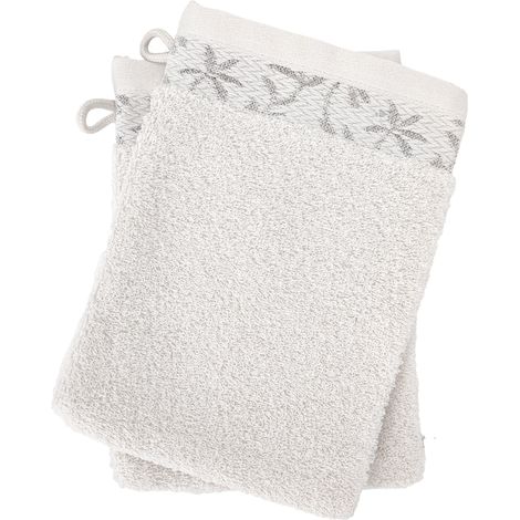 Lot de 2 gants de toilette 16x21 cm DRY VINE coton beige (1/5)