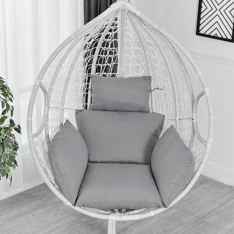 MINKUROW Hängesesselkissen – Poly Rattan Hängesesselkissen – Schaukelsitzkissen – Unabhängiges Kopfstützendesign – Höhenverstellbar nach oben und unten – Grau