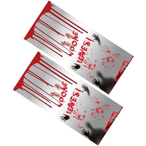 Fournitures d'Halloween - Autocollants empreintes de mains ensanglantées compatibles avec les fenêtres (2 feuilles) (1/3)