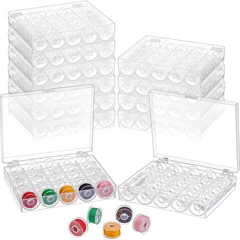 12 boîte à Bobines Boîte Porte Bobines à 25 emplacement avec 300 bobine en Plastique Vides pour Machine à Coudre Idéale pour la Broderie et les Accessoires de Couture. (1/5)