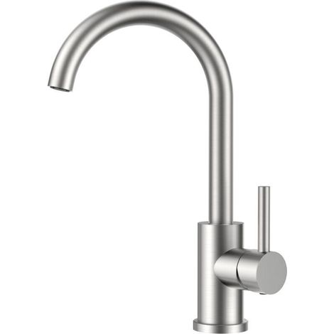 Küchenarmatur, 360° schwenkbarer Küchenmischer, Edelstahl, Einhebelmischer für 1-Loch-Montage, Edelstahl, Auslaufhöhe 230 mm, Hebel