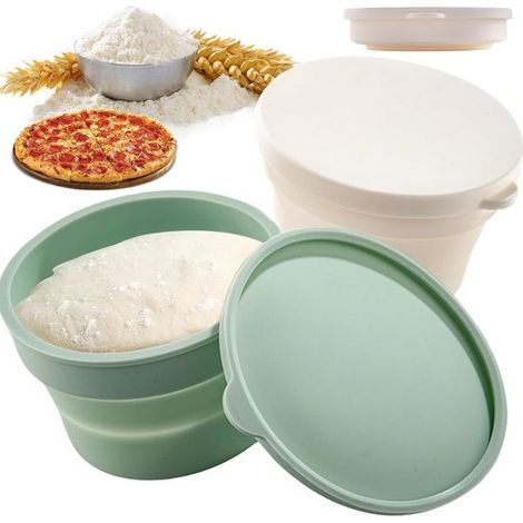 Longziming - Moule à pâte à pizza - Moule à pâte - Pliable - Antiadhésif / Compatible four - Pour pâte à pizza et pâte à pain - Lot de 2 - Vert et blanc (1/5)