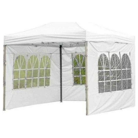 Kaelt - Tente de réception extérieure pliable en toile imperméable blanche (1/3)