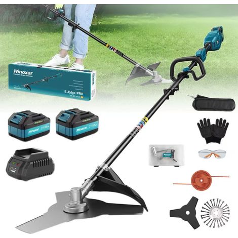 Tondeuse à gazon à batterie,coupe-bordures,outil de jardinage multifonctionnel, équipé d'un moteur sans balais,de 2 batteries et de 3 types de lames. (1/5)