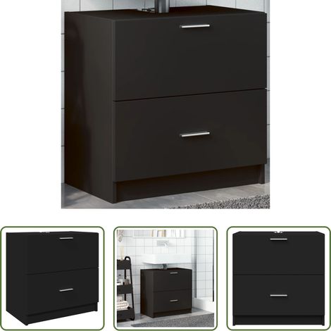 Holzwerkstoff -  Waschbeckenunterschrank Schwarz 59x37x59 cm Holzwerkstoff (1/5)