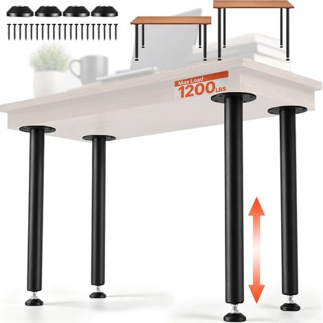 4er-Set Tischbeine Tischkufen 711,2mm hoch 110mm Montageplatte Kohlenstoffstahl mattschwarze Pulverbeschichtung 544kg Tragfähigkeit Ideal für Küchentische Wohnzimmerkonsolen Studio-Tische (1/5)